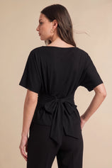 Womens Black Tie Back Cinched Tops | CicyBell