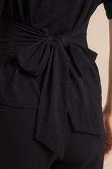 Womens Black Tie Back Cinched Tops | CicyBell