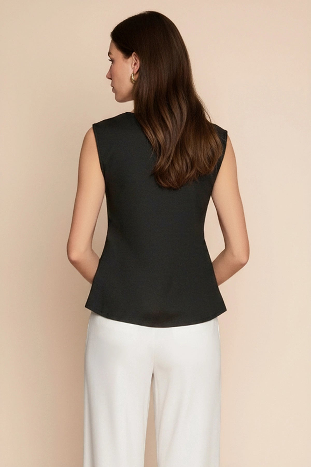 Womens Black V Neck Wrap Tank Tops | CicyBell