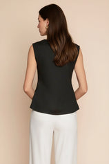 Womens Black V Neck Wrap Tank Tops | CicyBell