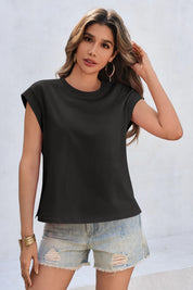 Cicy Bell Womens Black Cap Sleeve Shirts