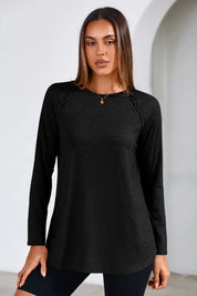 Cicy Bell Black Long Sleeve Tunic Tops