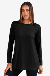 Cicy Bell Womens Black Long Sleeve Tunic Tops