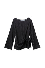 Womens Black Cinched Waist Wrap Tops | CicyBell