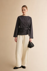 Womens Black Cinched Waist Wrap Tops | CicyBell