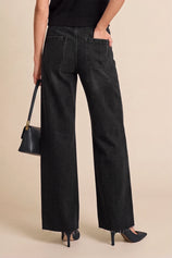Womens Black High Waisted Wide Leg Jeans | CicyBell