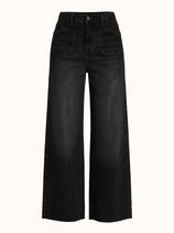 Womens Black High Waisted Wide Leg Jeans | CicyBell