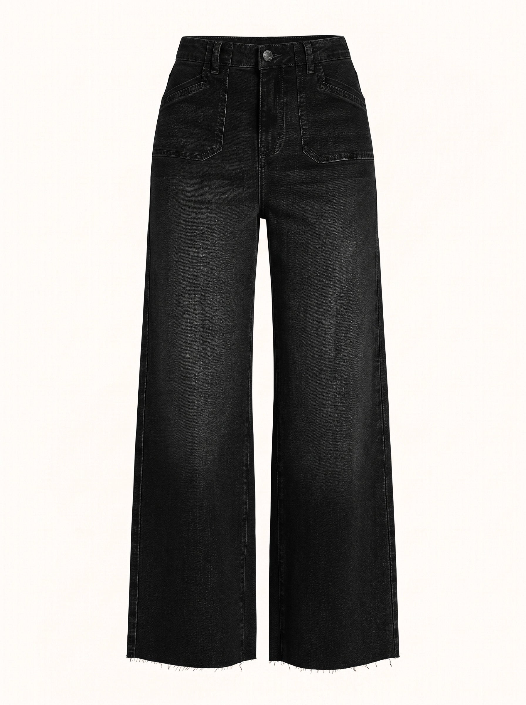 Womens Black High Waisted Wide Leg Jeans | CicyBell