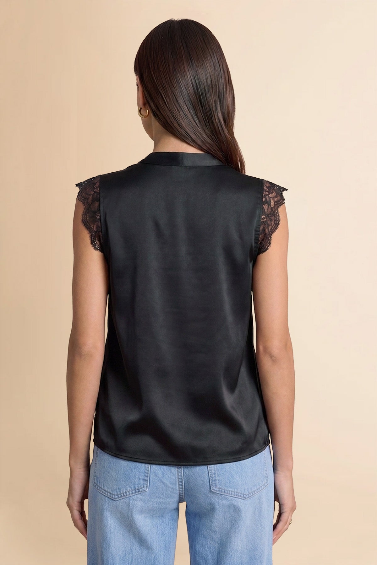 Womens Black Silk Satin Tank Tops | CicyBell