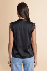 Womens Black Silk Satin Tank Tops | CicyBell