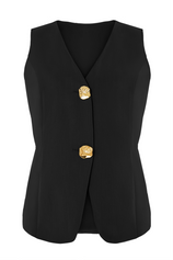 Cicy Bell Womens Black V Neck Vest Tops