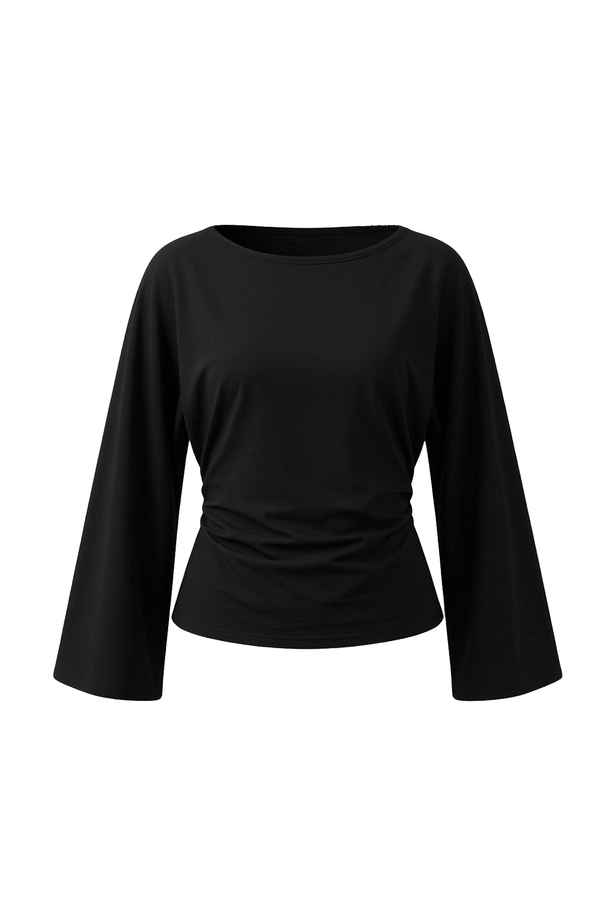 Women Black Long Sleeve Wrap Tops | CicyBell