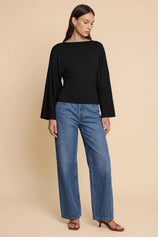 Women Black Long Sleeve Wrap Tops | CicyBell