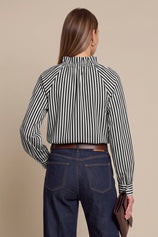 Womens Black Striped Bow Tie Shirts | CicyBell