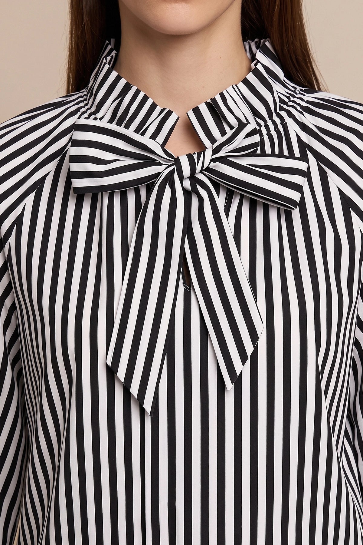 Womens Black Striped Bow Tie Shirts | CicyBell
