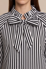 Womens Black Striped Bow Tie Shirts | CicyBell