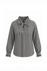 Womens Black Striped Bow Tie Shirts | CicyBell