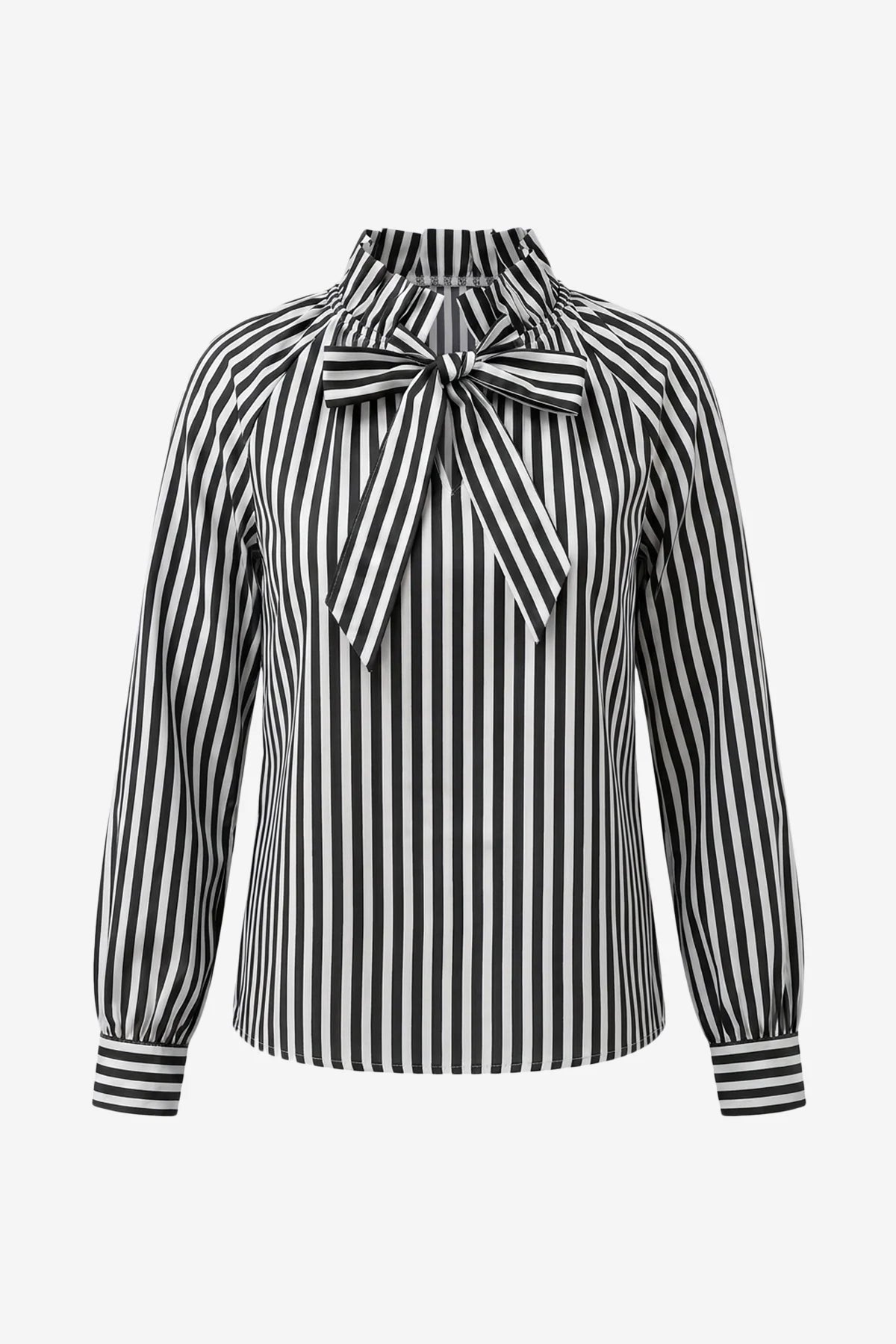 Womens Black Striped Bow Tie Shirts | CicyBell