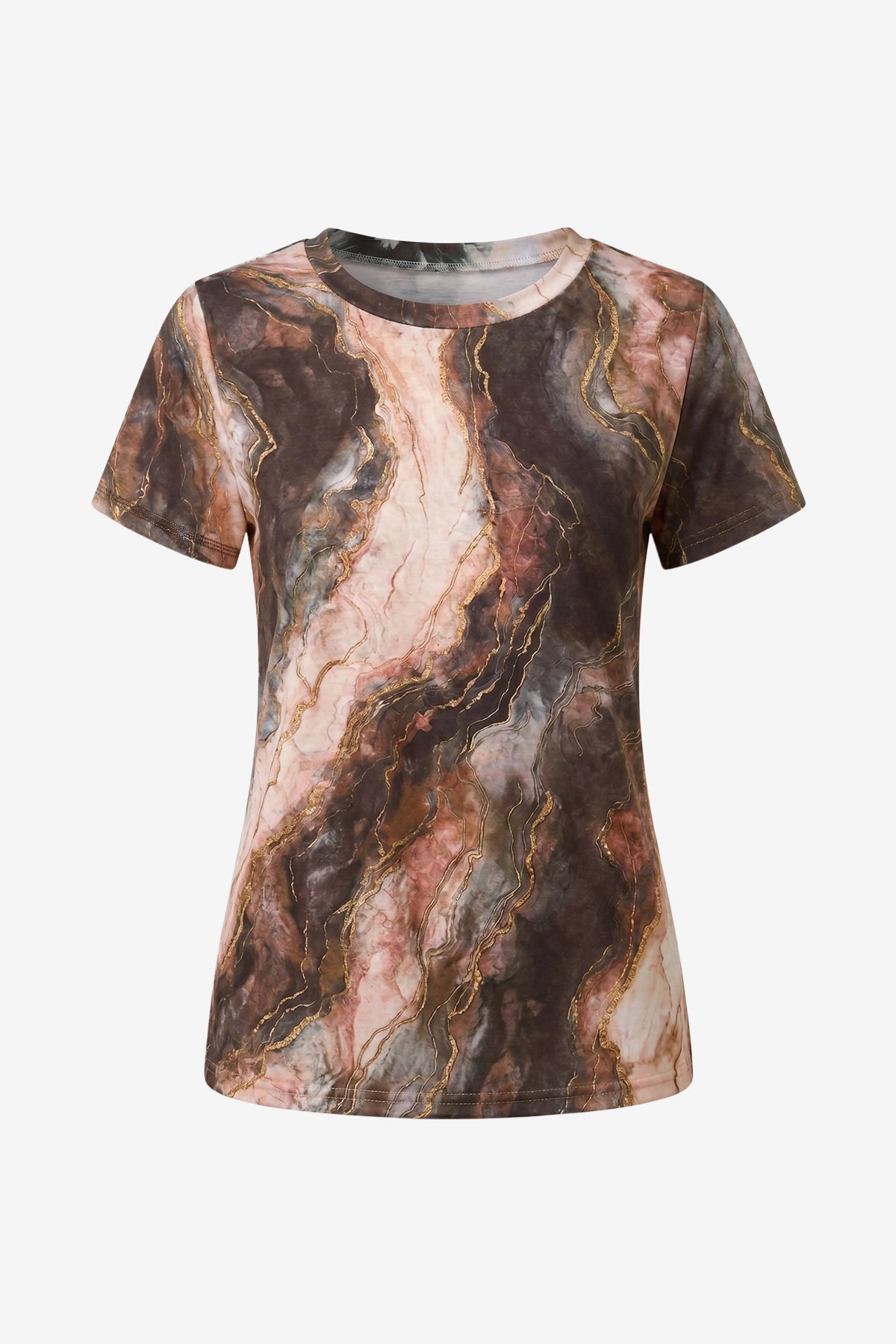 Womens Black&brown Crew Neck  T-Shirts | CicyBell