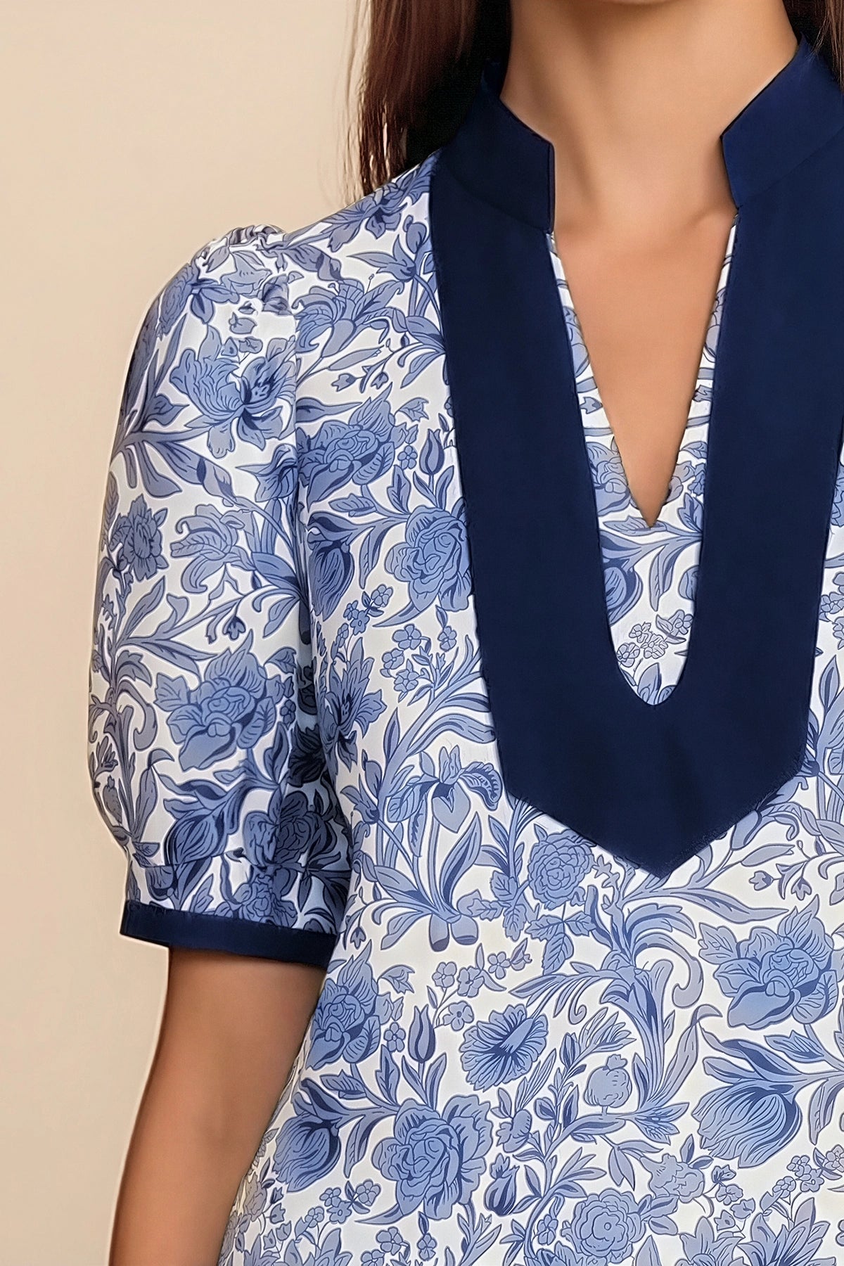 Womens Blue Puff Sleeve Blouses | CicyBell