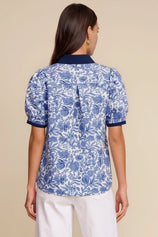 Womens Blue Puff Sleeve Blouses | CicyBell
