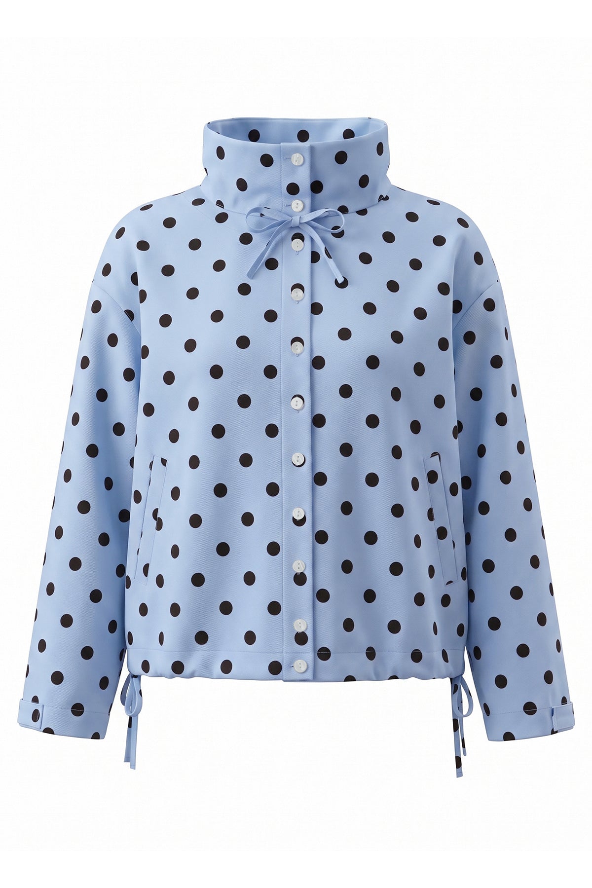 Womens Blue Polka Dot Short Trench Coat | Cicy Bell