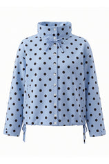 Womens Blue Polka Dot Short Trench Coat | Cicy Bell