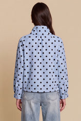 Womens Blue Polka Dot Short Trench Coat | Cicy Bell