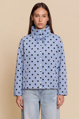 Womens Blue Polka Dot Short Trench Coat | Cicy Bell