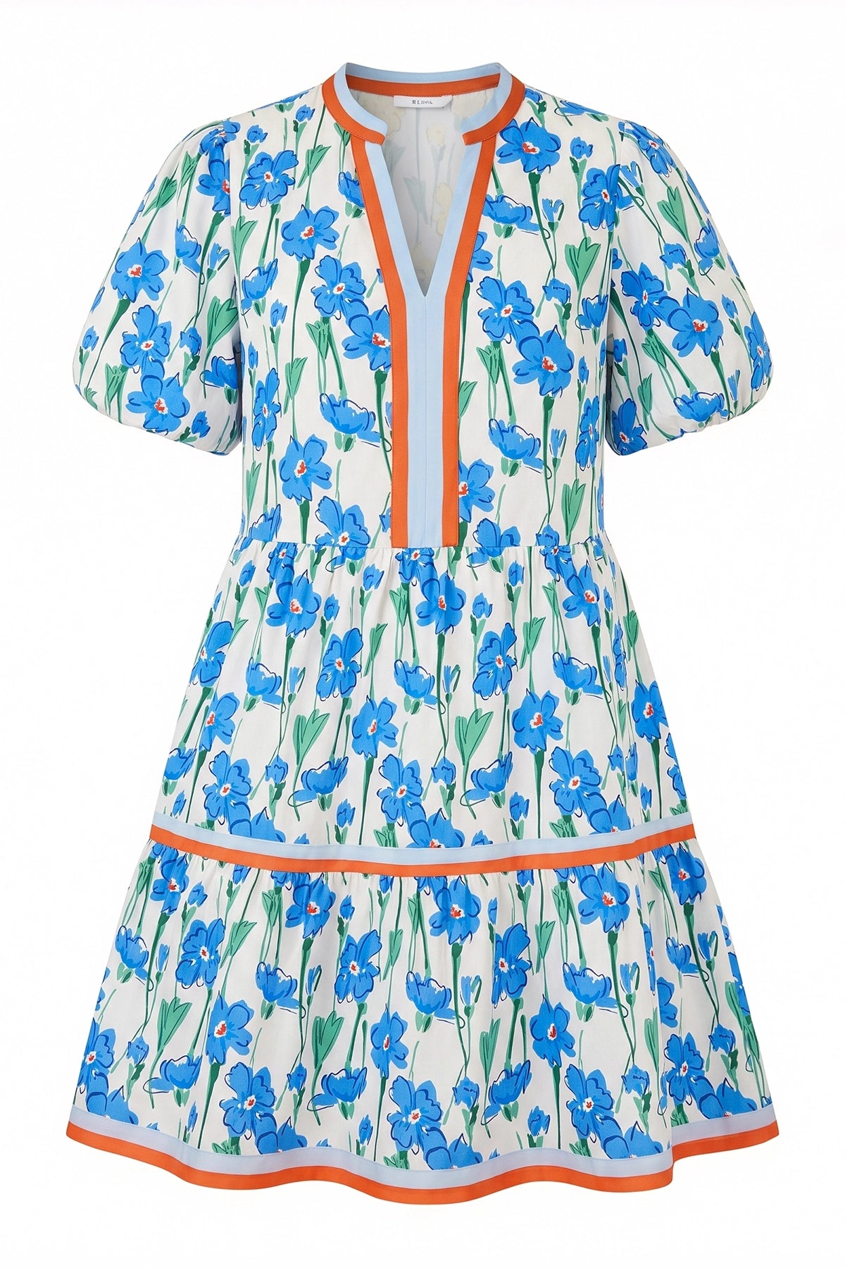 Womens Blue V Neck Floral Mini Dress | CicyBell