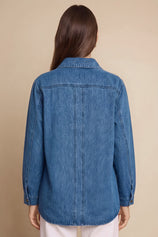 Womens Blue Button Down Denim Jacket | CicyBell