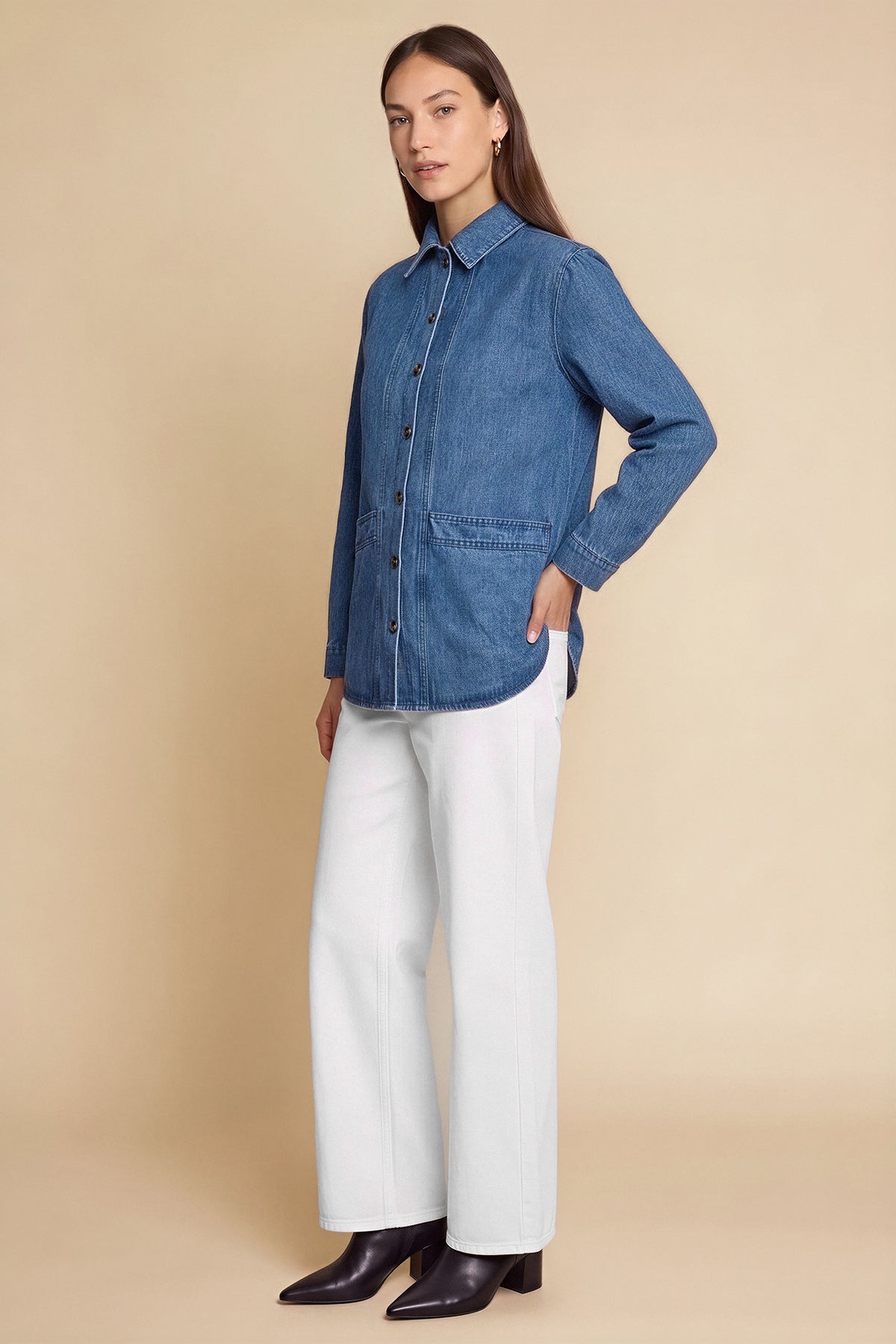 Womens Blue Button Down Denim Jacket | CicyBell