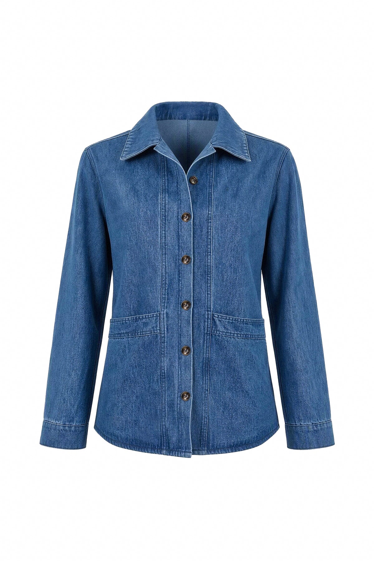 Womens Blue Button Down Denim Jacket | CicyBell