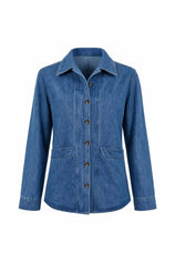 Womens Blue Button Down Denim Jacket | CicyBell