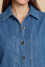 Womens Blue Button Down Denim Jacket | CicyBell
