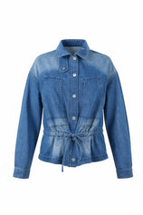 Womens Blue Drawstring Denim Jacket | CicyBell