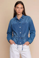 Womens Blue Drawstring Denim Jacket | CicyBell