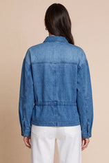 Womens Blue Drawstring Denim Jacket | CicyBell