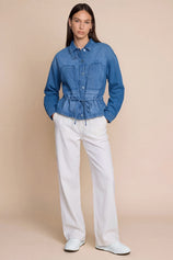 Womens Blue Drawstring Denim Jacket | CicyBell