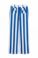 Womens Blue Striped Wide Leg Jeans | CicyBell