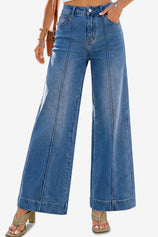 Womens Blue Baggy Wide Leg Jeans | CicyBell