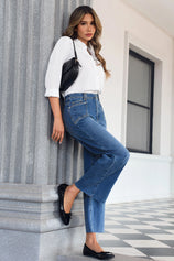 Cicy Bell Womens Blue Straight Leg Jeans
