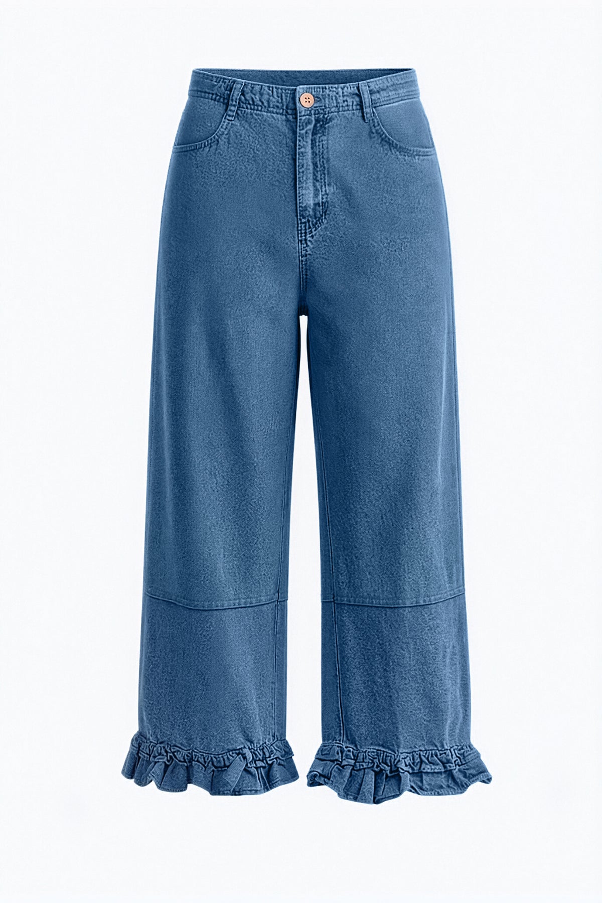 Womens Blue Ruffle Wide Leg Jeans | CicyBell