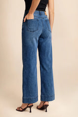 Womens Blue High Waisted Baggy Jeans | CicyBell
