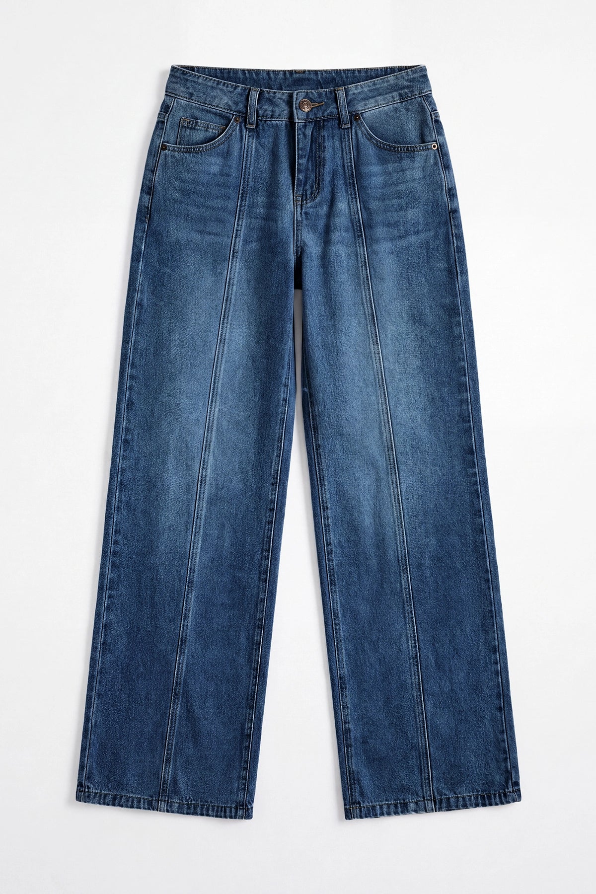 Womens Blue High Waisted Baggy Jeans | CicyBell