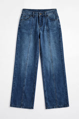 Womens Blue High Waisted Baggy Jeans | CicyBell