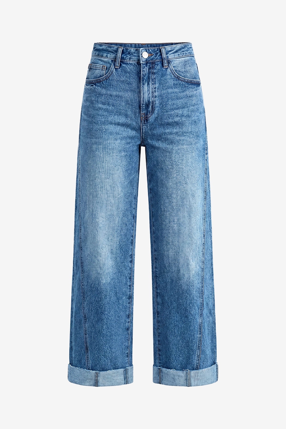 Womens Blue Cropped High Waisted Jeans | CicyBell