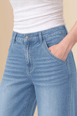 Womens Blue Baggy Wide Leg Jeans | CicyBell
