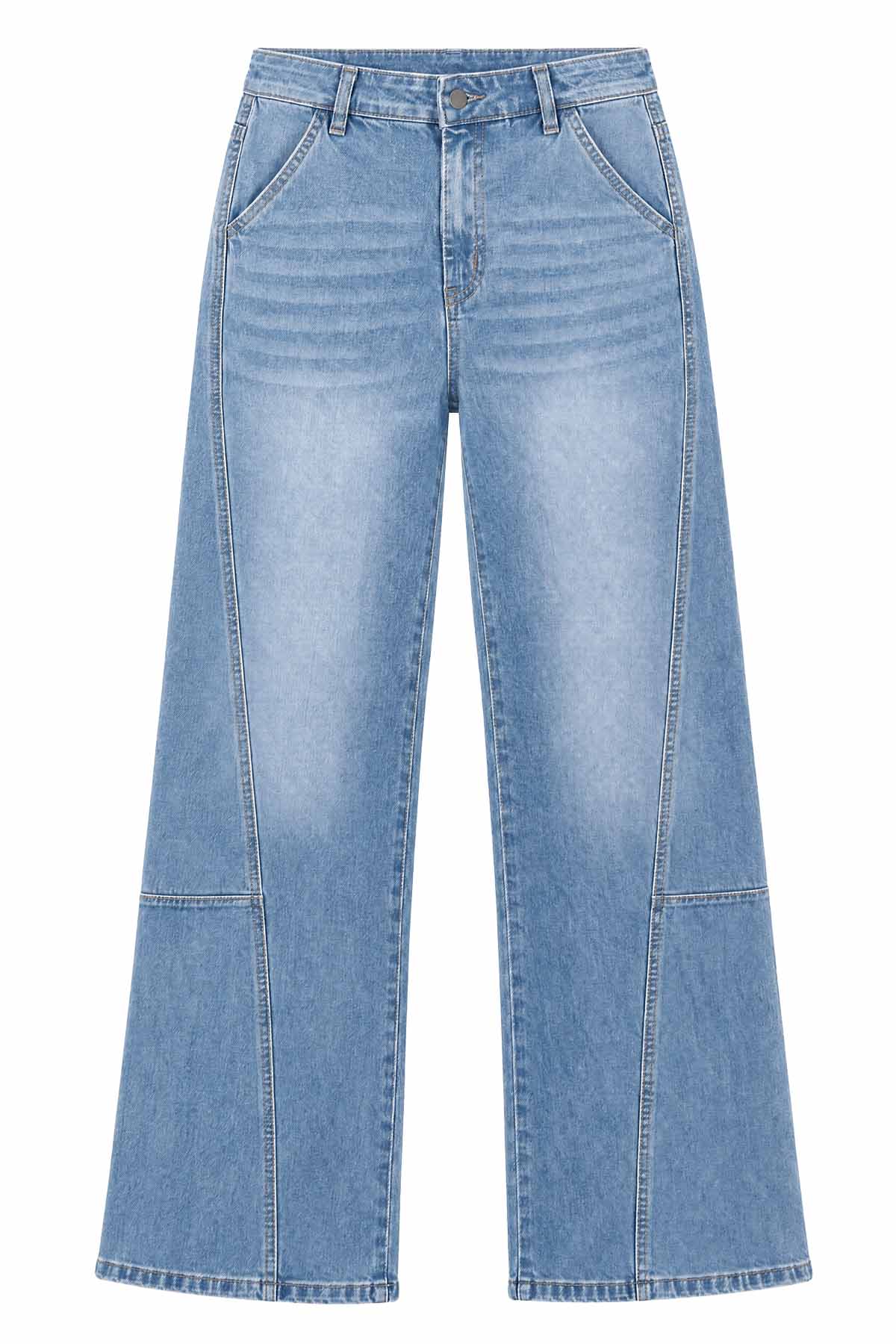 Womens Blue Baggy Wide Leg Jeans | CicyBell