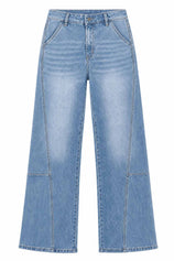 Womens Blue Baggy Wide Leg Jeans | CicyBell